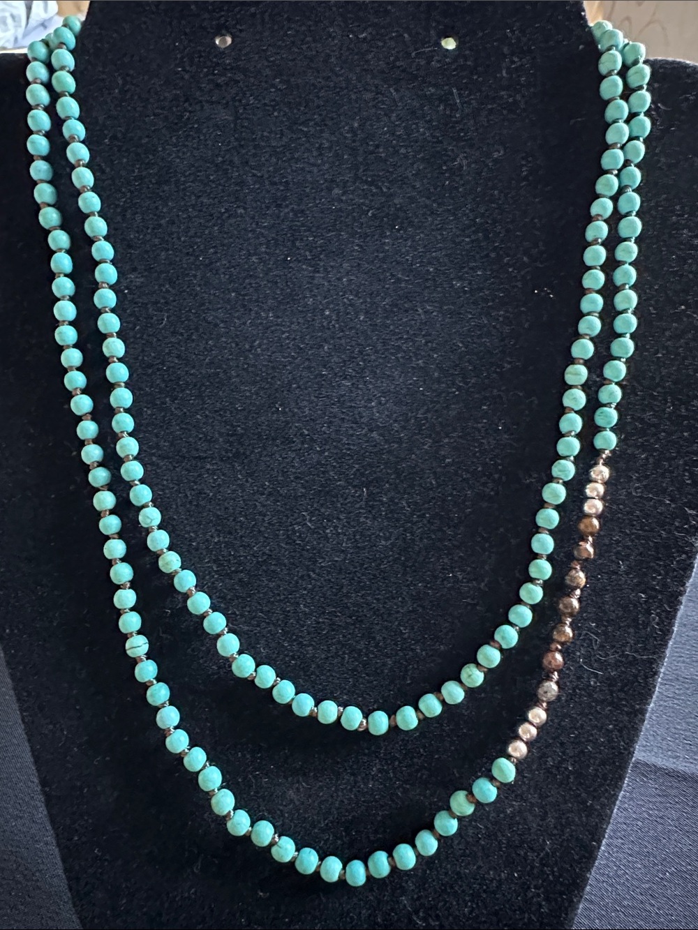 Silpada EUC genuine gemstone dyed howlite & bronzite w/ 925 beaded necklace